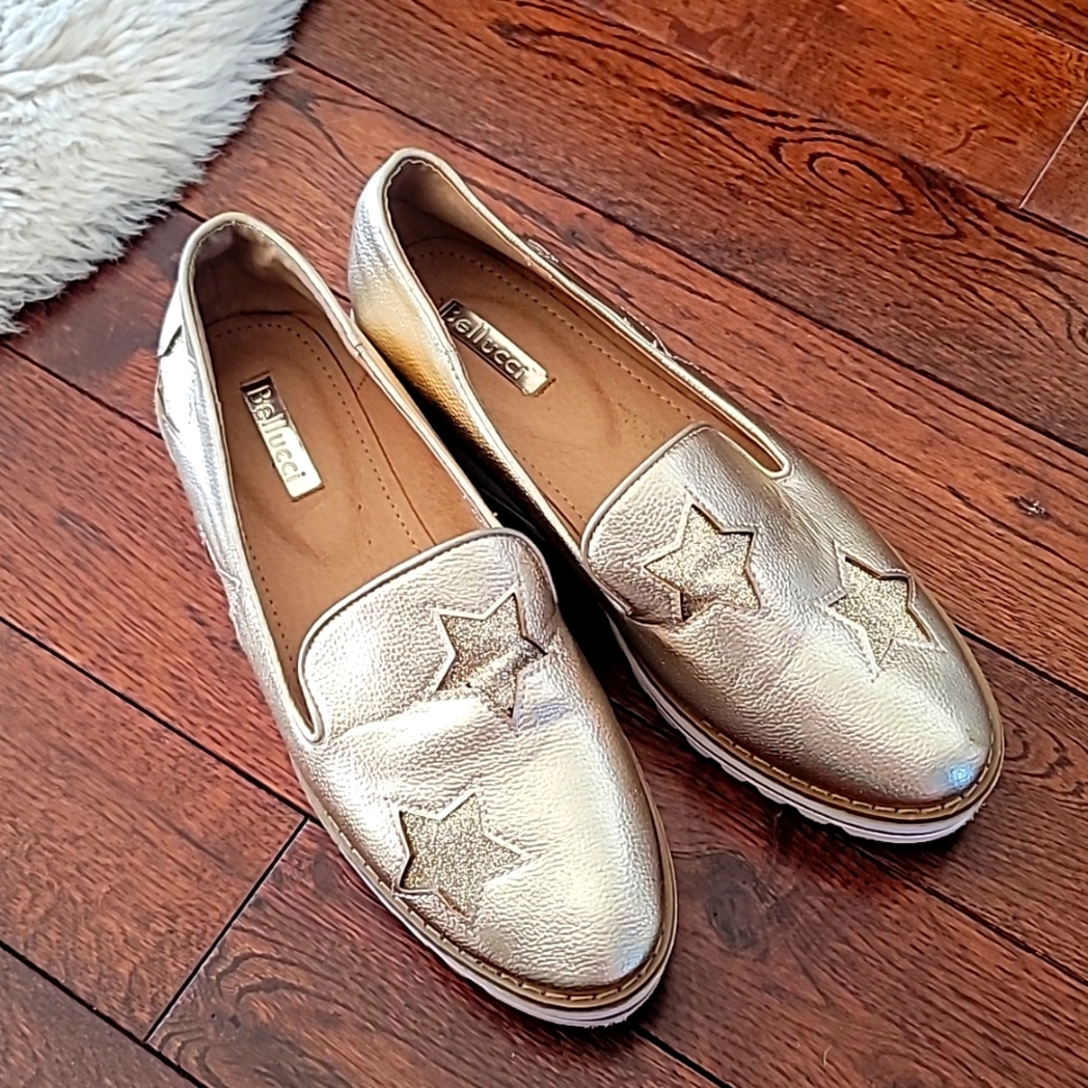 Bellucci Gold metallic Star shoes ladies 39